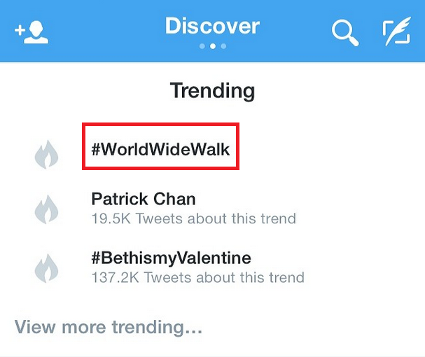 WorldWide Walk Trending in Twitter