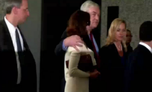 Newspaper publisher Conrad Black and his wife.  Courtesy REUTERS/ Photo grabbed from Reuters video