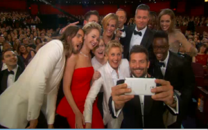 Actual "selfie" take during the Oscars which resulted in a tweet that was tagged as the most retweeted tweet of all time. (Photo grab courtesy Reuters video)  