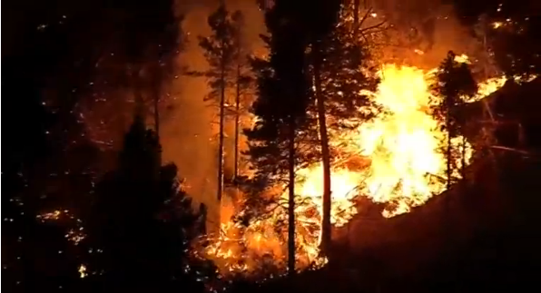 A raging out of control blaze continued to spread in New Mexico.(photo grabbed from Reuters video) 