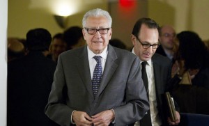 FILE PHOTO: Joint Special Representative for Syria Lakhdar Brahimi leaving the Security Council after consultations.  COURTESY: UN Photo/Rick Bajornas