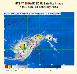 Tropical Storm Basyang as of February 1.  PAGASA satellite image