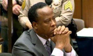 Dr. Conrad Murray listens as Judge Michael Pastor sentences him to four years in county jail for his involuntary manslaughter conviction of pop star Michael Jackson in this screen grab from pool video in Los Angeles November 29, 2011. Credit: Reuters/CNN/Pool