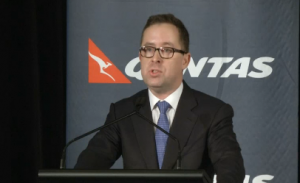 "Today I regret to announce that we will be reducing our employee numbers by the equivalent of 5,000 full-time staff over the next three years," says Qantas Chief Executive Alan Joyce on Thursday (February 27).  Photo grabbed from Reuters video.