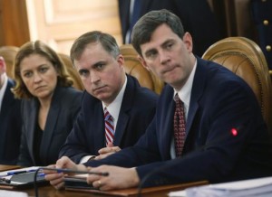 U.S. prosecutor Marshall Miller (C), William Nardini (R) and Kristin Mace attend a news conference in Rome February 11, 2014.  CREDIT: REUTERS/TONY GENTILE