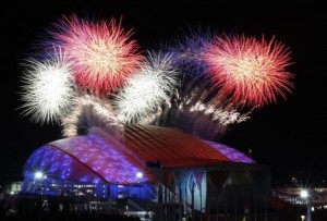 Fireworks are seen over the Olympic Park during the opening ceremony of the 2014 Sochi Winter Olympics, February 7, 2014. CREDIT: REUTERS/MARKO DJURICA
