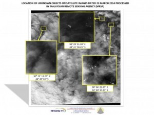 A satellite photo, showing the locations and coordinates of unknown objects reported by the Malaysian Remote Sensing Agency (MRSA) in the Indian Ocean, is seen in this handout photo taken by the MRSA More... CREDIT: REUTERS/MALAYSIAN REMOTE SENSING AGENCY/HANDOUT VIA REUTERS