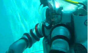 Deep sea exploration is set to take a big step forward with the creation of an advanced Exosuit, designed to take free-diving humans deeper than ever before. The suit will allow explorers to interact with marine species in their own habitat and open new doors to discovery. Courtesy Reuters.  (Photo grabbed from Reuters video)