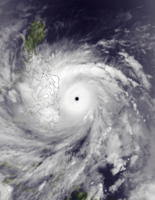 Typhoon Haiyan at peak intensity on November 7 (Courtesy Wikipedia)