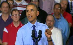 U.S. President Barack Obama announces a $600 million (USD) job training program during a visit to Pennsylvania. (Photo grabbed from Reuters video)