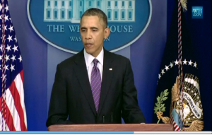 U.S. President Barack Obama gives his condolences to the Republic of Korea and the families who lost loved ones after a ferry capsized. (Photo grabbed from Reuters video)