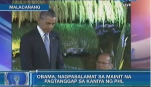 United States President Barack Obama thanks Philippine President Benigno Aquino III and the Filipino people for their hospitality during a state dinner prepared for him in Malacanang on April 28, Monday. (Eagle News Service)