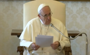 The Catholic Church's Pope Francis asks for forgiveness for the abuse of children by priests and says "no educational experiments" must be made on the young and that each child has the right to a father and a mother (Photo grabbed from Reuters video)