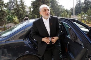  Former Iranian Foreign Minister Ali Akbar Salehi reacts upon his arrival to attend the official opening ceremony for the new headquarters of the Iranian embassy in Amman, May 7, 2013. Credit: Reuters/Majed Jaber