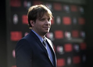 Director of the movie Edwards poses at the premiere of "Godzilla" at the Dolby theatre in Hollywood