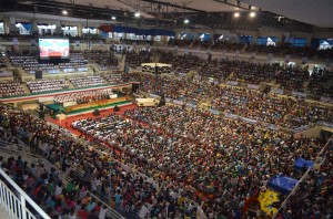 Thousands attend the evangelical mission of the Iglesia Ni Cristo held at the Puerto Princesa City Coliseum in Palawan on June 20, 2014.  Police gave a crowd estimate of 25,000. (Photo courtesy Eagle News Service)