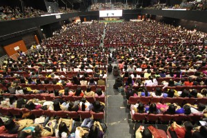 Thousands of Hong Kong residents attended the Iglesia Ni Cristo evangelical mission held at the Kowloon Bay International Trade and Exhibition Center (KITEC) on June 2.  The INC is conducting more intensive evangelical missions not only in the Philippines but abroad as the Church's centennial celebration on July 27 nears.  (Photo by Jojo Labid)