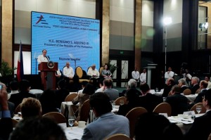 President Benigno S. Aquino III addresses the Asia-Europe Meeting (ASEM) Conference on Disaster Risk Reduction and Management (DRRM) at the Diamond Hotel in Roxas Boulevard, Manila City on Thursday (June 05) with the theme: “A Stronger Asia-Europe Partnership to Meet the Challenges of Mega Disasters.” The Philippines aims to contribute to the new global architecture on DRRM with the ASEM Manila Conference document to be called “The Tacloban Declaration” which will embody new policies and principles for disaster management. (Photo by Gil Nartea / Malacañang Photo Bureau)
