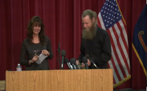 The parents of American prisoner of war Army Sergeant Bowe Bergdahl speak at a news conference in Idaho on Sunday, June 1. They welcome the return of their son after five years of captivity in Afghanistan. (Photo grabbed from Reuters video)