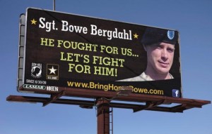 A billboard calling for the release of U.S. Army Sergeant Bowe Bergdahl, held for nearly five years by the Taliban after being captured in Afghanistan, is shown in this picture taken near Spokane, Washington on February 25, 2014.  REUTERS/Jeff T. Green