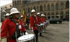 Various leaders of the European Union went to the Belgian town of Ypres for World War One memorial service. (Photo grabbed from Reuters video)