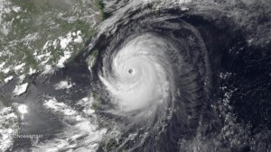 Super Typhoon Neoguri in the Pacific Ocean, approaching Japan on its northward journey, is seen in an image taken by MTSAT-2 satellite on July 7, 2014. REUTERS/NOAA/Handout via Reuters