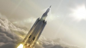 NASA’s Space Launch System 70-metric-ton configuration is seen launching to space in this undated artist's rendering