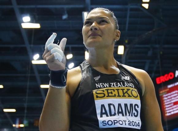  Valerie Adams of New Zealand reacts during the women's shot put final at the world indoor athletics championships at the ERGO Arena in Sopot March 8, 2014. Credit: Reuters/Kai Pfaffenbach 