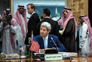 U.S. Secretary of State Kerry waits for the start of a Gulf Cooperation Council and Regional Partners meeting in Jeddah