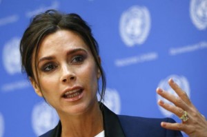 Victoria Beckham speaks during a news conference at the U.N. headquarters in New York, September 24, 2014. The Joint United Nations Program on HIV/AIDS (UNAIDS) appointed designer Victoria Beckham as UNAIDS International Goodwill Ambassador. Credit: Reuters/Shannon Stapleton
