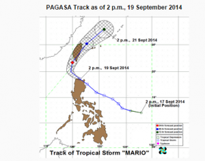 path of Tropical Storm "Mario" courtesy of PAGASA-DOST