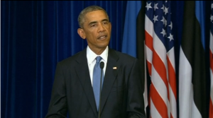 United States president Barack Obama vows to 'degrade and destroy" the Islamic State after the latter released another video on the beheading of a second U.S. journalist, Steven Sotloff. (Courtesy Reuters/Photo grabbed from Reuters video)