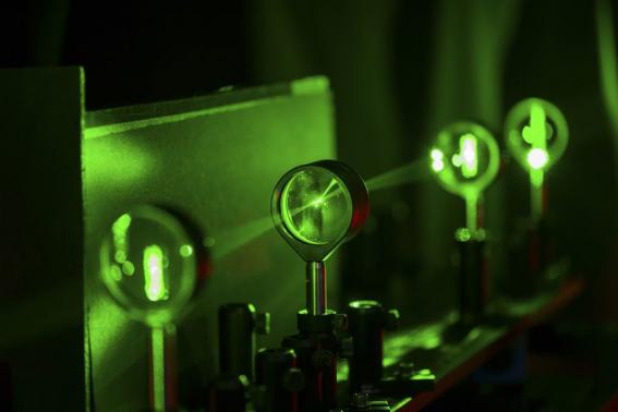 A cloaking device using four lenses developed by University of Rochester physics professor John Howell and graduate student Joseph Choi is demonstrated in Rochester, New York in this September 11, 2014 University of Rochester. CREDIT: REUTERS/J. ADAM FENSTER/UNIVERSITY OF ROCHESTER/HANDOUT VIA REUTERS