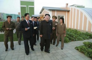 North Korean leader Kim Jong Un gives field guidance at the newly built Wisong Scientists Residential District in this undated photo released by North Korea's Korean Central News Agency (KCNA) in Pyongyang October 14, 2014.  REUTERS/KCNA