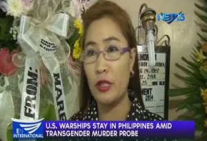 Marilou Laude, sister of slain Filipino transgender Jeffrey "Jennifer" Laude demand justice for the death of her brother in Olongapo City. (Eagle News Service)