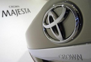 Toyota Motor Corp.'s Crown Majesta is displayed at an unveiling of the new sedan in Tokyo March 26, 2009. 