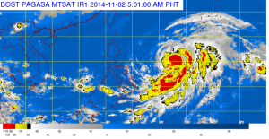 Location of Typhoon "Paeng". Satellite image courtesy of PAGASA-DOST