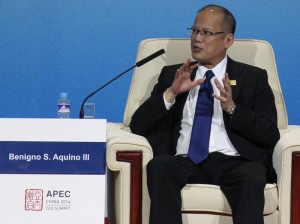 President Benigno S. Aquino III answers questions during the panel discussion in the APEC CEO Summit 2014 held at the China National Convention Center here on Sunday (November 09). The APEC CEO Summit 2014 is the most important business event during the APEC Leaders' Week. (November 09). (Photo by Ryan Lim / Malacañang Photo Bureau).