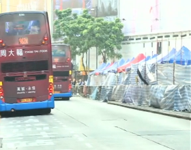 A protest camp in Hong Kong's Causeway Bay.  Police will be clearing out the last of the protest camps on Monday, December 15, 2014.  (Photo grabbed from CCTV/Reuters video)