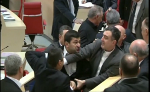 Georgia politicians brawl during parliament session  (Photo grabbed from Reuters video/Courtesy Reuters)