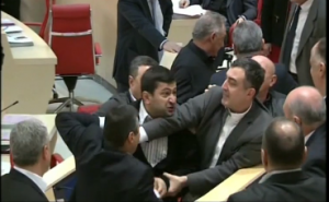 Georgia politicians brawl during parliament session (Photo grabbed from Reuters video/Courtesy Reuters)