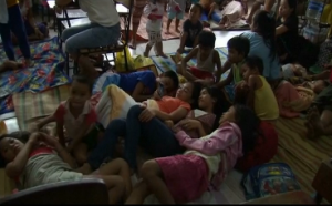 Thousands of Metro Manila residents were evacuated in advance as storm Ruby threatened to hit the capital. (Photo grabbed from Reuters video)