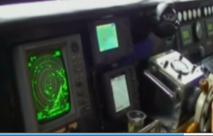 A radar on  a search boat scouring the Indonesian waters for the missing Air Asia airbus.  (Photo grabbed from Reuters video)
