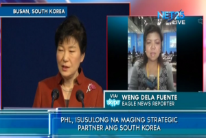 South Korean President Park Geun-Hye said she is committed to help the Philippines recover from the devastation brought about by Typhoon Ruby (international name Hagupit) - Eagle News Service