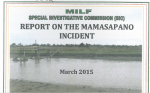 The cover page of the Moro Islamic Liberation Front report on the Mamasapano tragedy based on its own investigation.  The 35-page report was submitted to the Senate on March 24, 2015.
