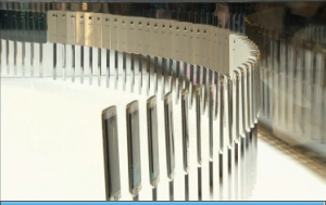 The new Samsung S6 phones on display. (Photo grabbed from Reuters video)