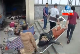 Death toll rises after a 7.9 earthquake hit the impoverished Himalayan country of Nepal. (Photo grabbed from Nepal's Kantipur TV/Reuters)