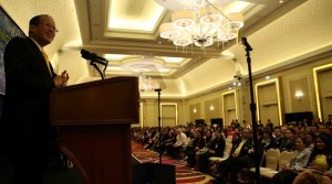 (Chicago, USA) President Benigno S. Aquino III delivers his speech during the meeting with the Filipino community at the Grand Ballroom of the J.W. Marriott Hotel for his working visit in Chicago Wednesday before proceeding to Canada. (Photo by Gil Nartea / Ryan Lim / Malacañang Photo Bureau)