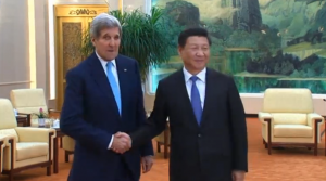 U.S.Secretary of State John Kerry met Chinese President Xi Jinping in Beijing on Sunday (May 17) amidst simmering tensions over disputed areas of the South China Sea. (Photo grabbed from Reuters video/Courtesy Reuters)