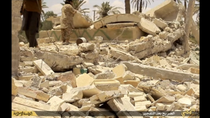Islamic State militants blow up shrines in the ancient Syrian city of Palmyra with explosives.